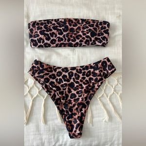 Shein Strapless Cheetah print bikini